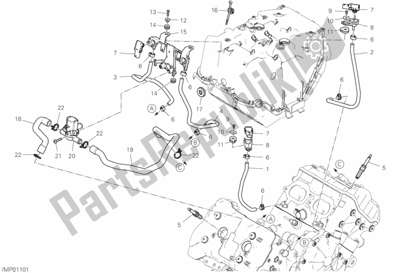 All parts for the Secondary Air System of the Ducati Superbike Panigale V4 S Corse 1100 2019